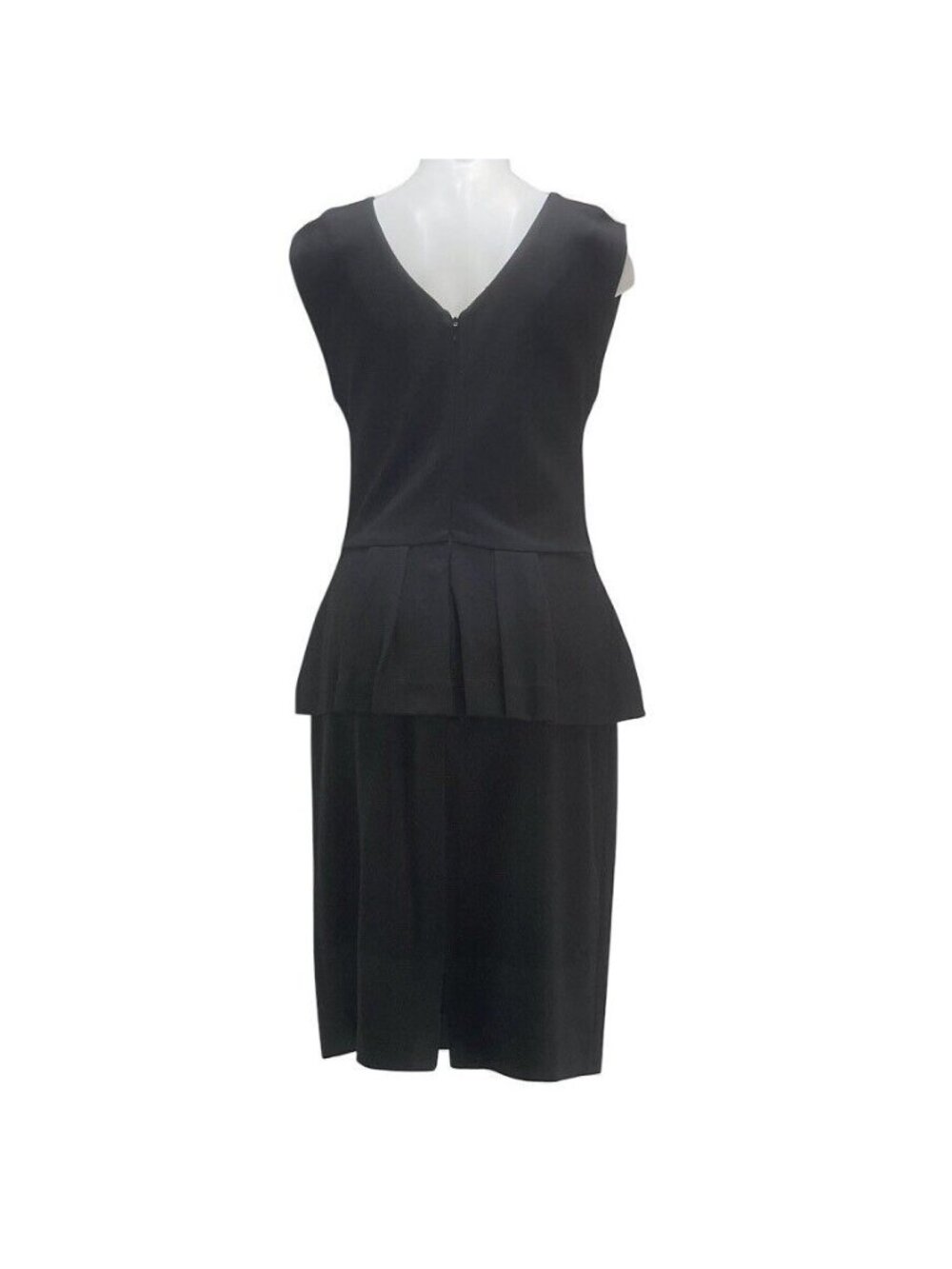 TAYLOR Dress Women's Size10 Sheath Black Stretch Ponte Peplum Pencil Midi